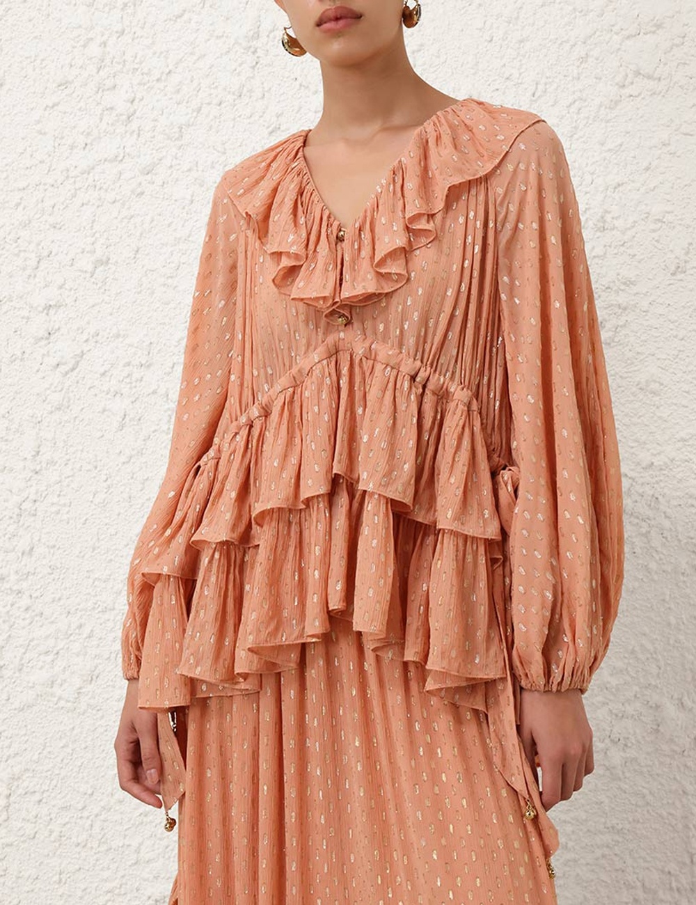 RHIANNON METALLIC FRILL TOP - 2