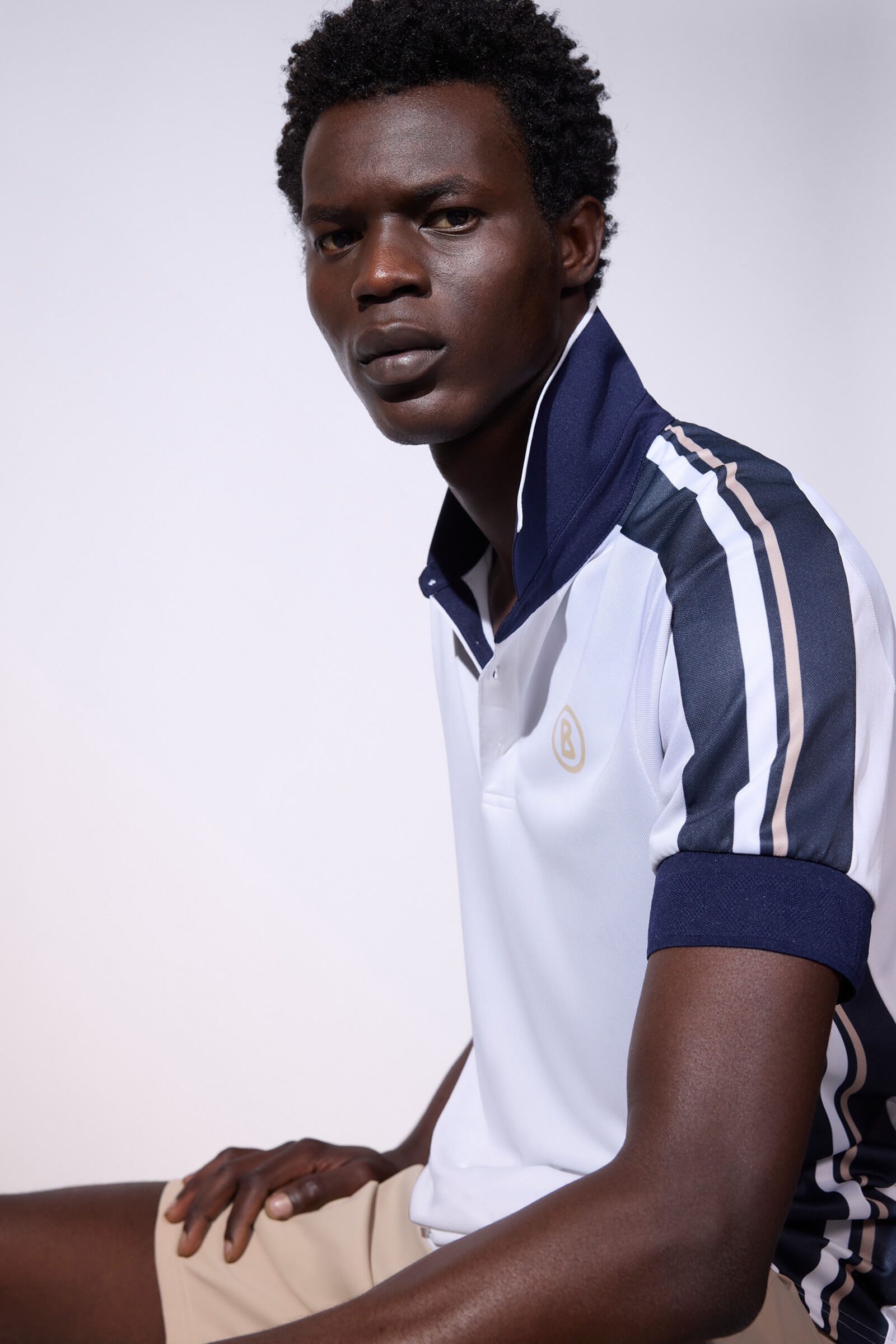 Claudius Functional polo shirt in White/Navy blue - 8