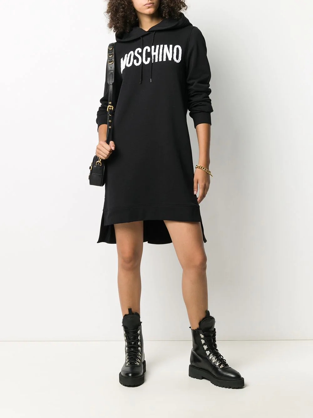 logo print hooded dress - 2