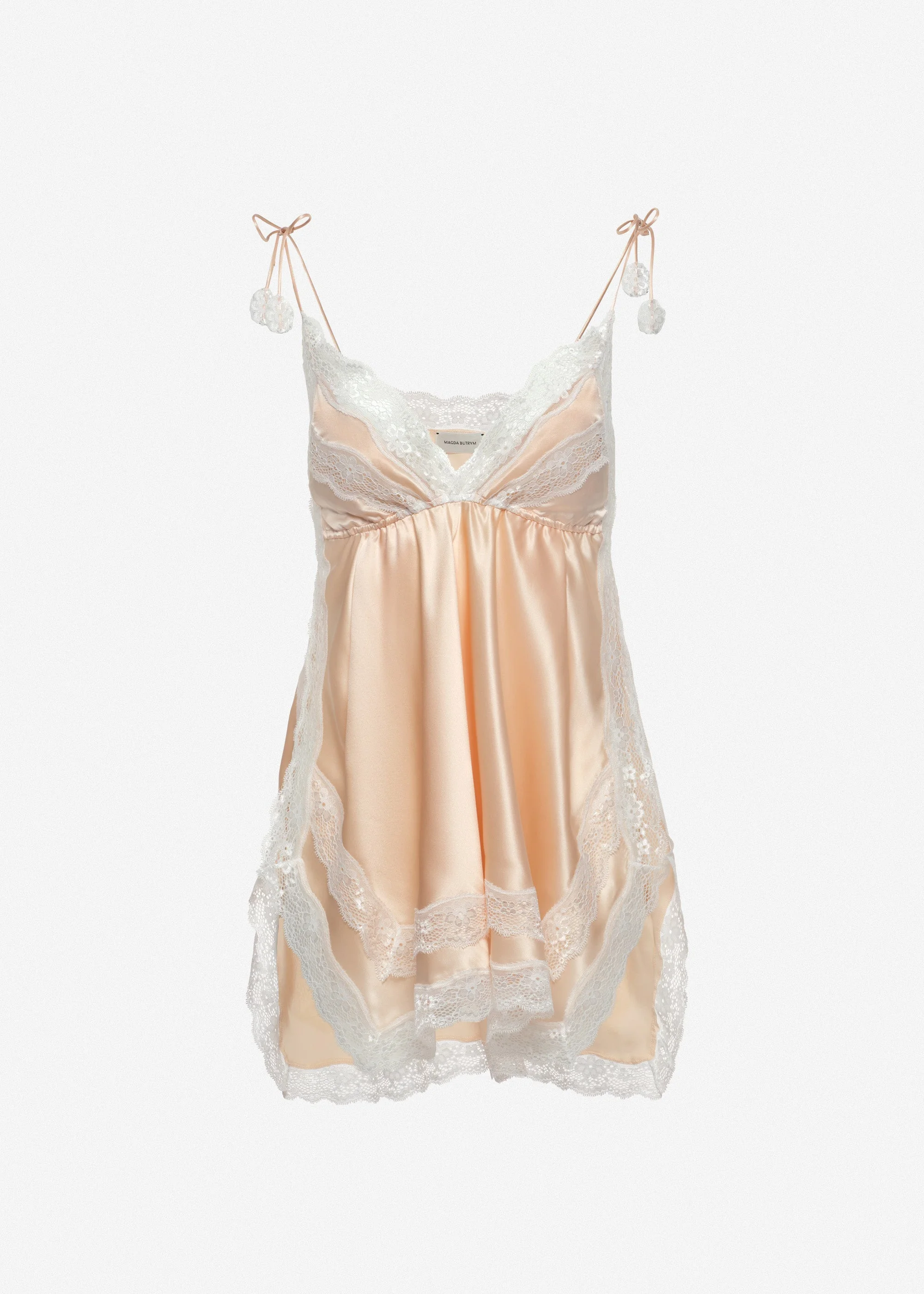 Silk lace-trim camisole in peach - 1