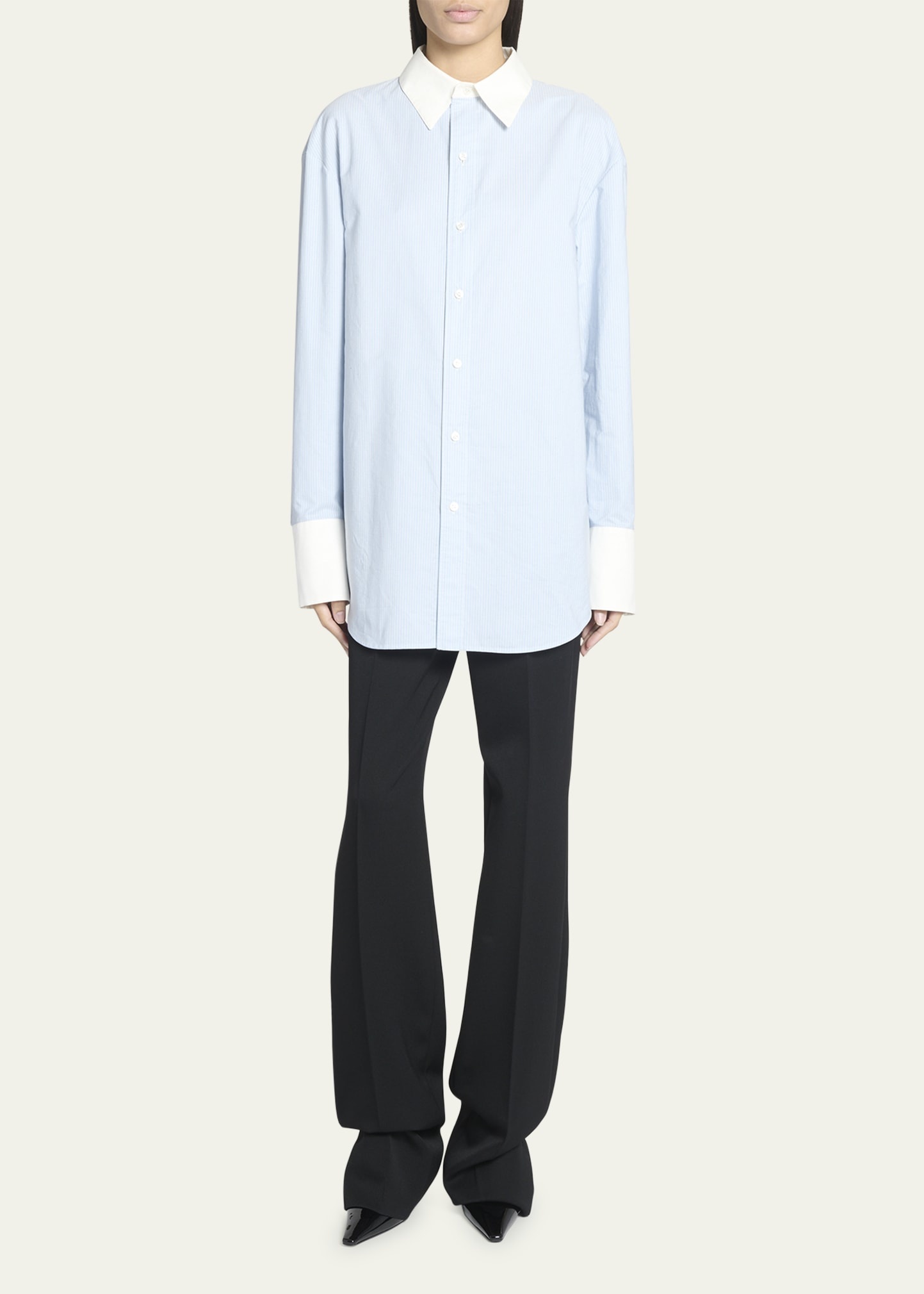 Striped Button-Front Blouse - 2