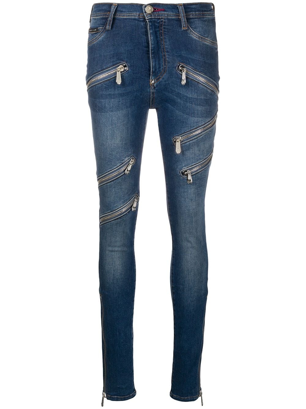 high-rise zipped jeans - 1