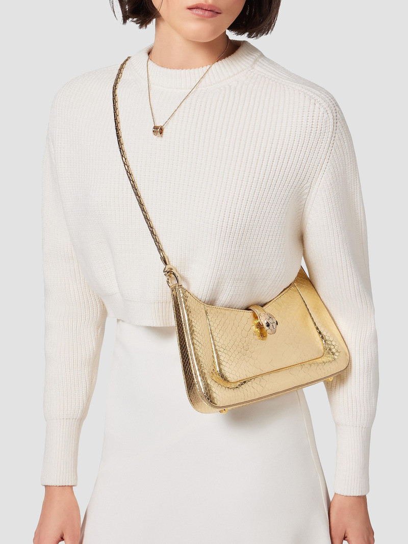 Women's Serpenti Metallic Python Shoulder Bag - Gold 3