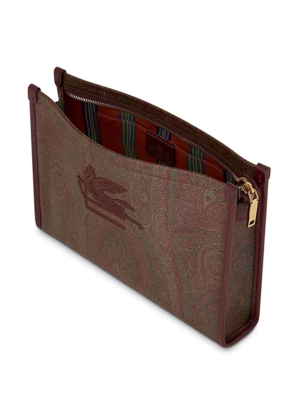 paisley-print embroidered pouch - 5