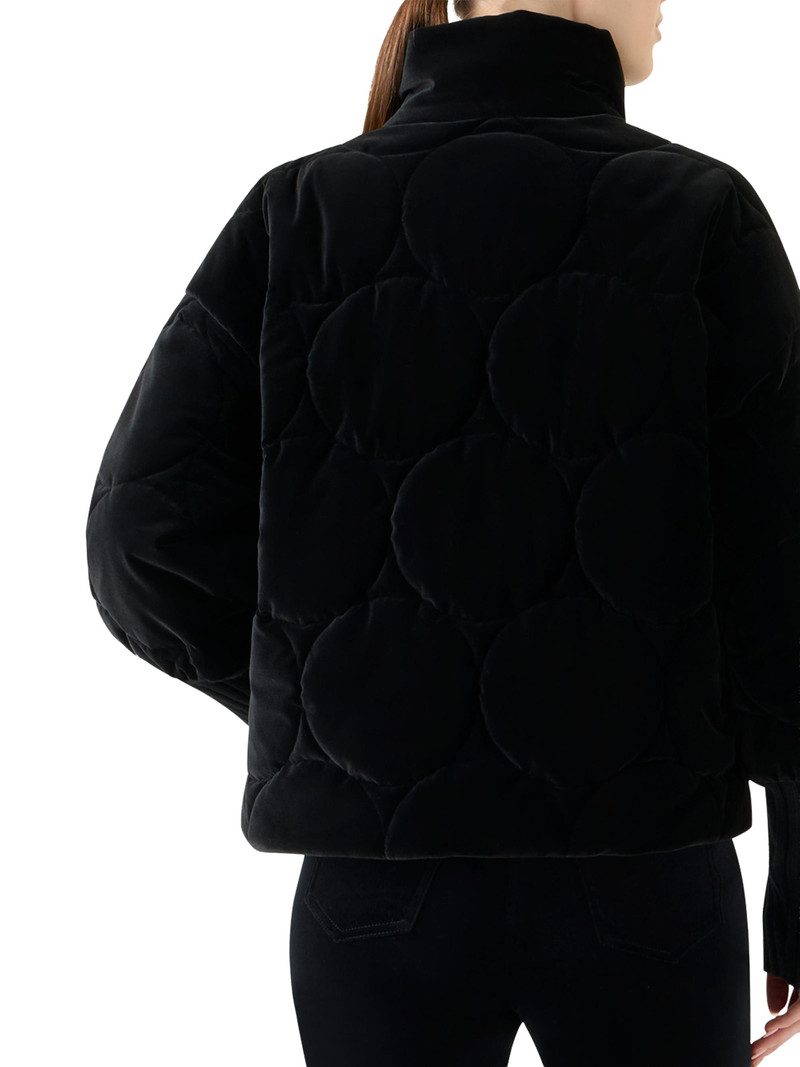 Women's Quilted Velvet Zip-Up Jacket - Black 4
