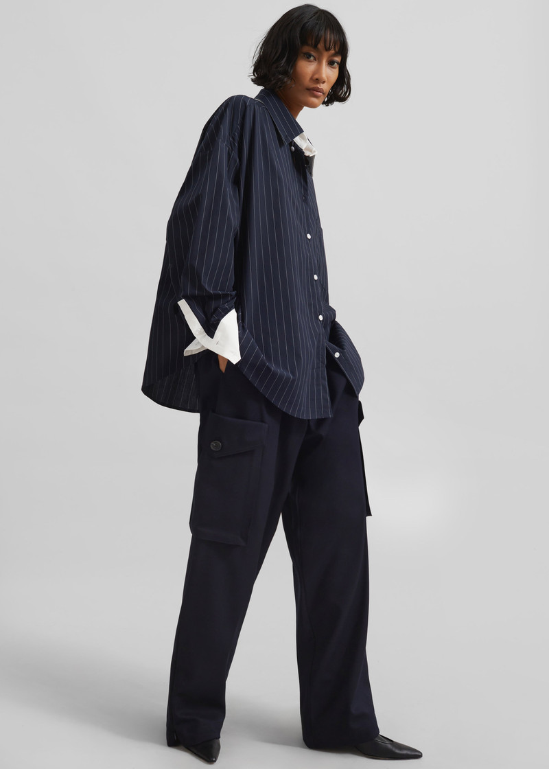 Lorna Shirt - Navy/White Pinstripe 5