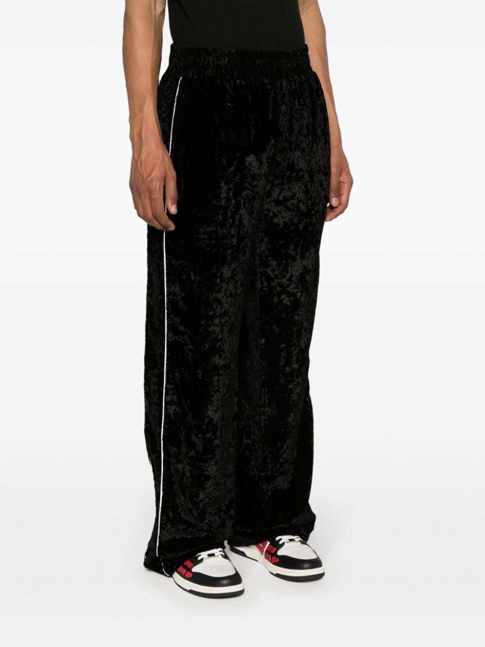 crushed velvet track pants - 3
