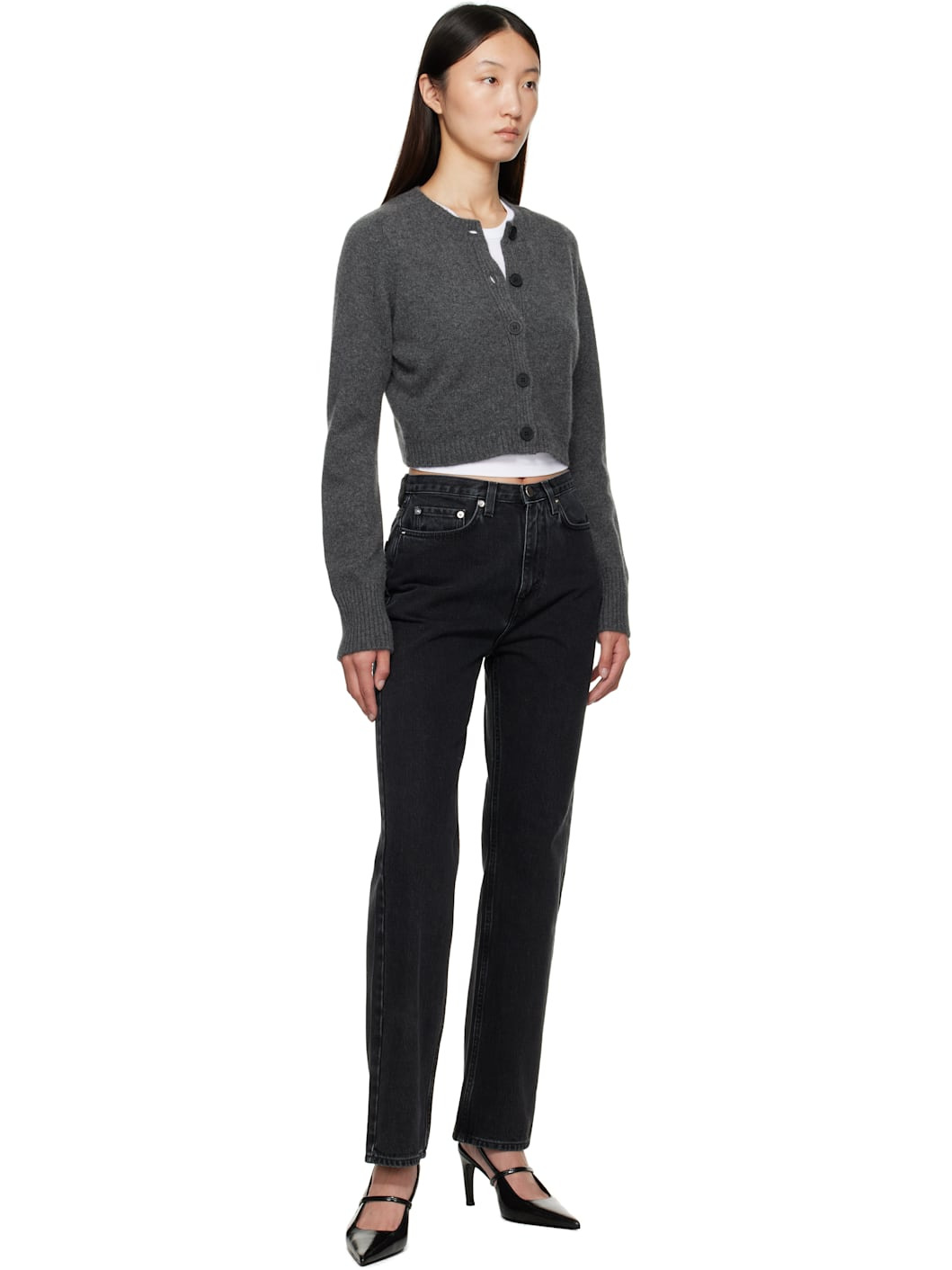 Gray Zephir Cashmere Cropped Cardigan - 4