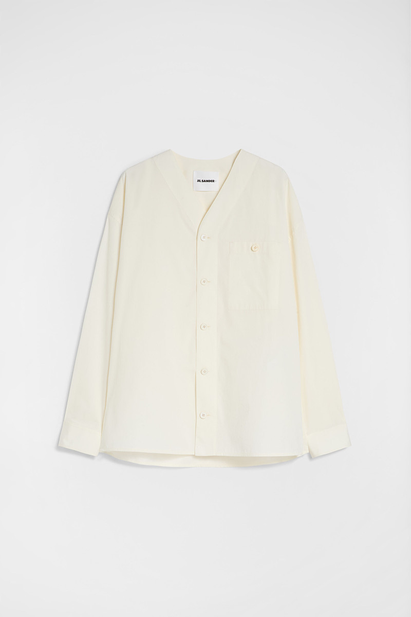 Cotton Poplin V-Neck Shirt 1