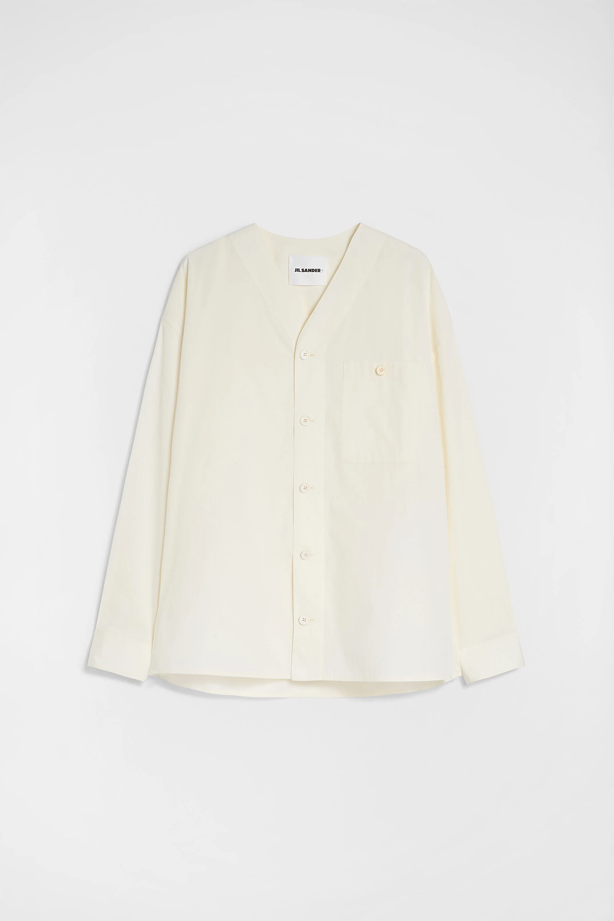 Cotton Poplin V-Neck Shirt - 1