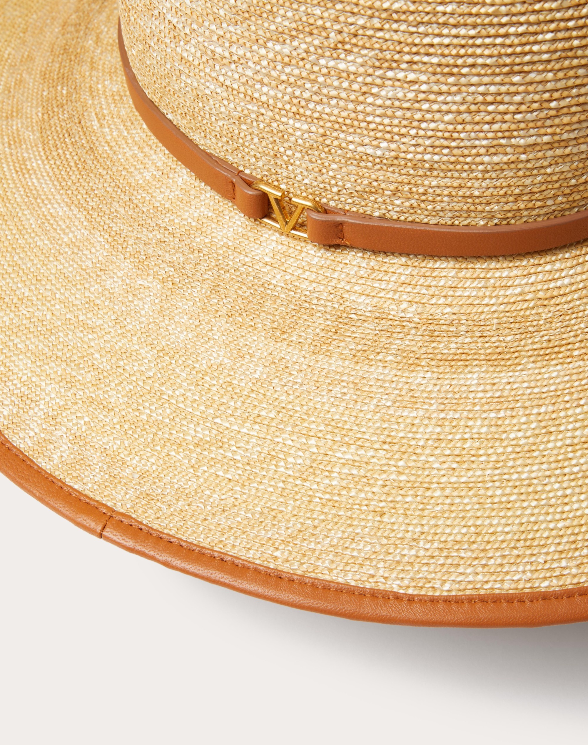 VLOGO SIGNATURE STRAW AND LEATHER FEDORA HAT - 2