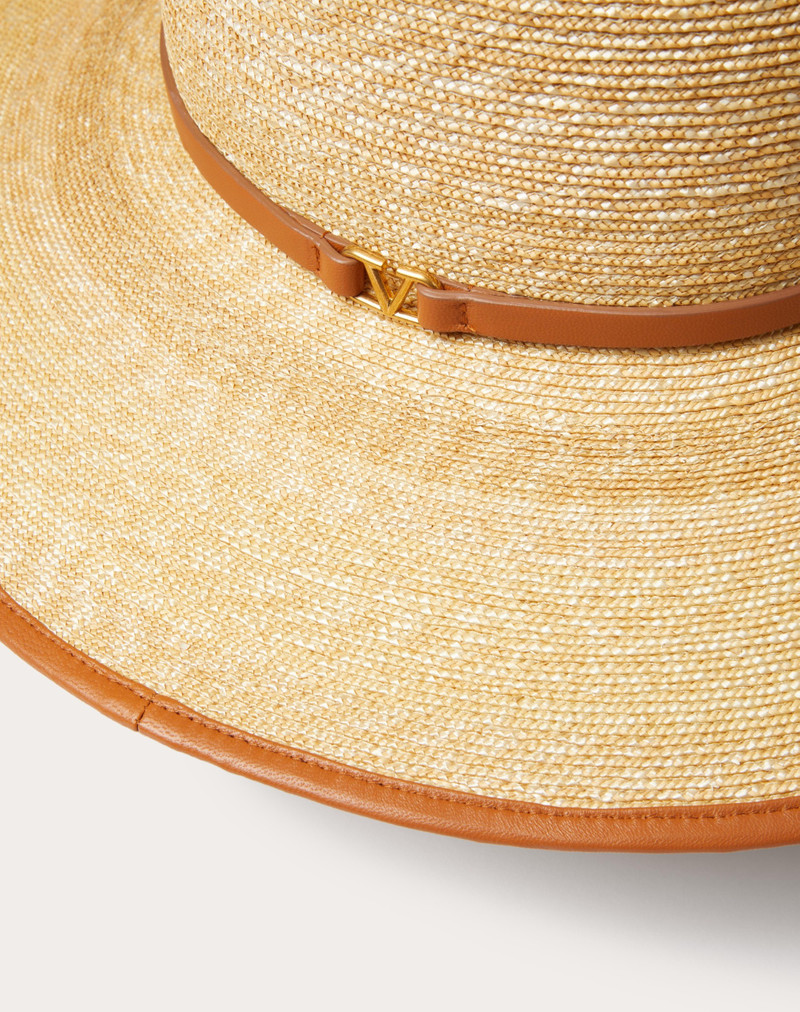 Valentino VLOGO SIGNATURE STRAW AND LEATHER FEDORA HAT outlook