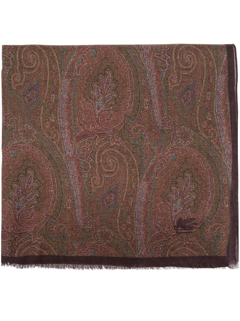 paisley-print frayed-edge scarf - 1