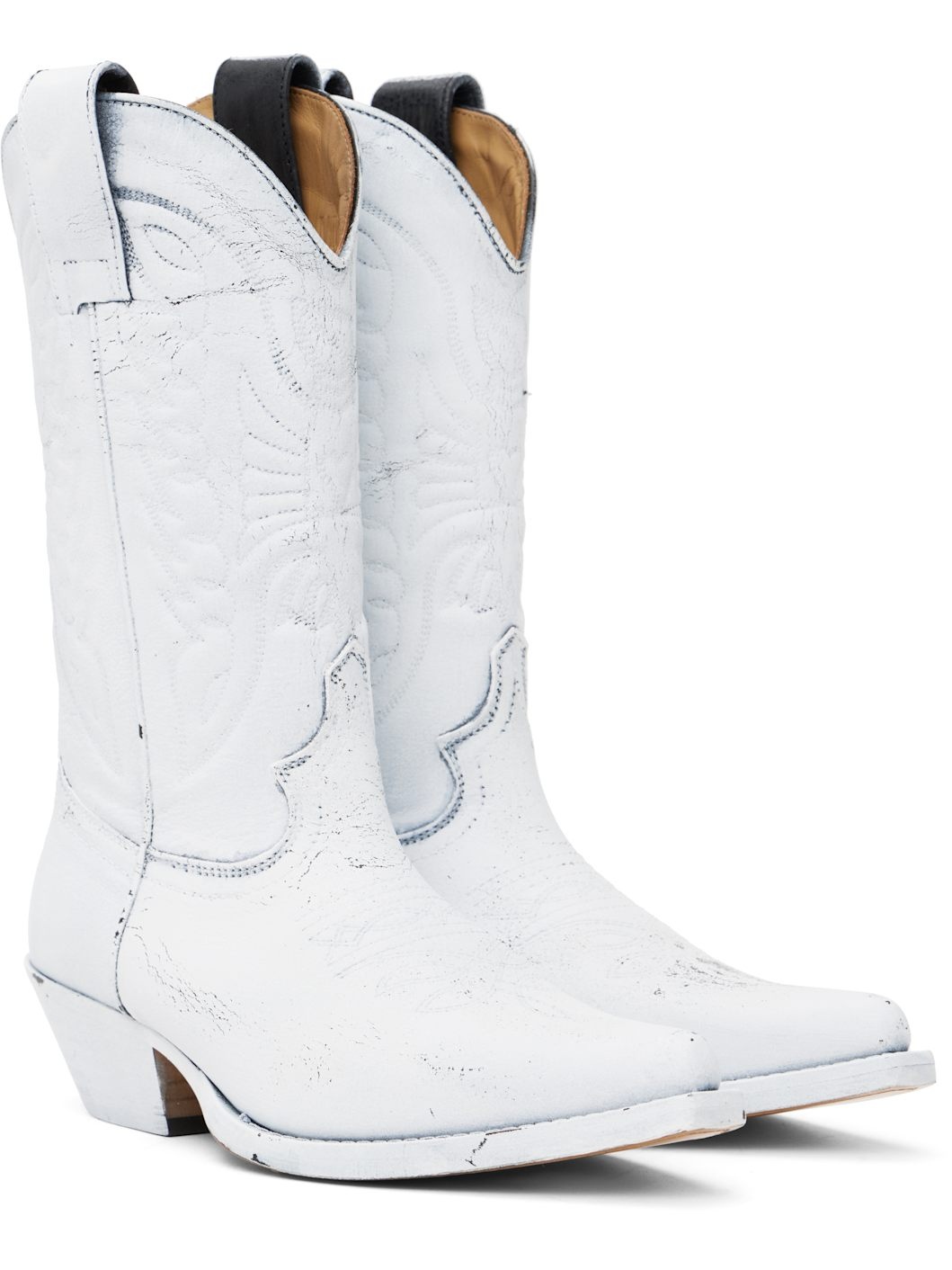 White Painted Cowboy Boots - 4