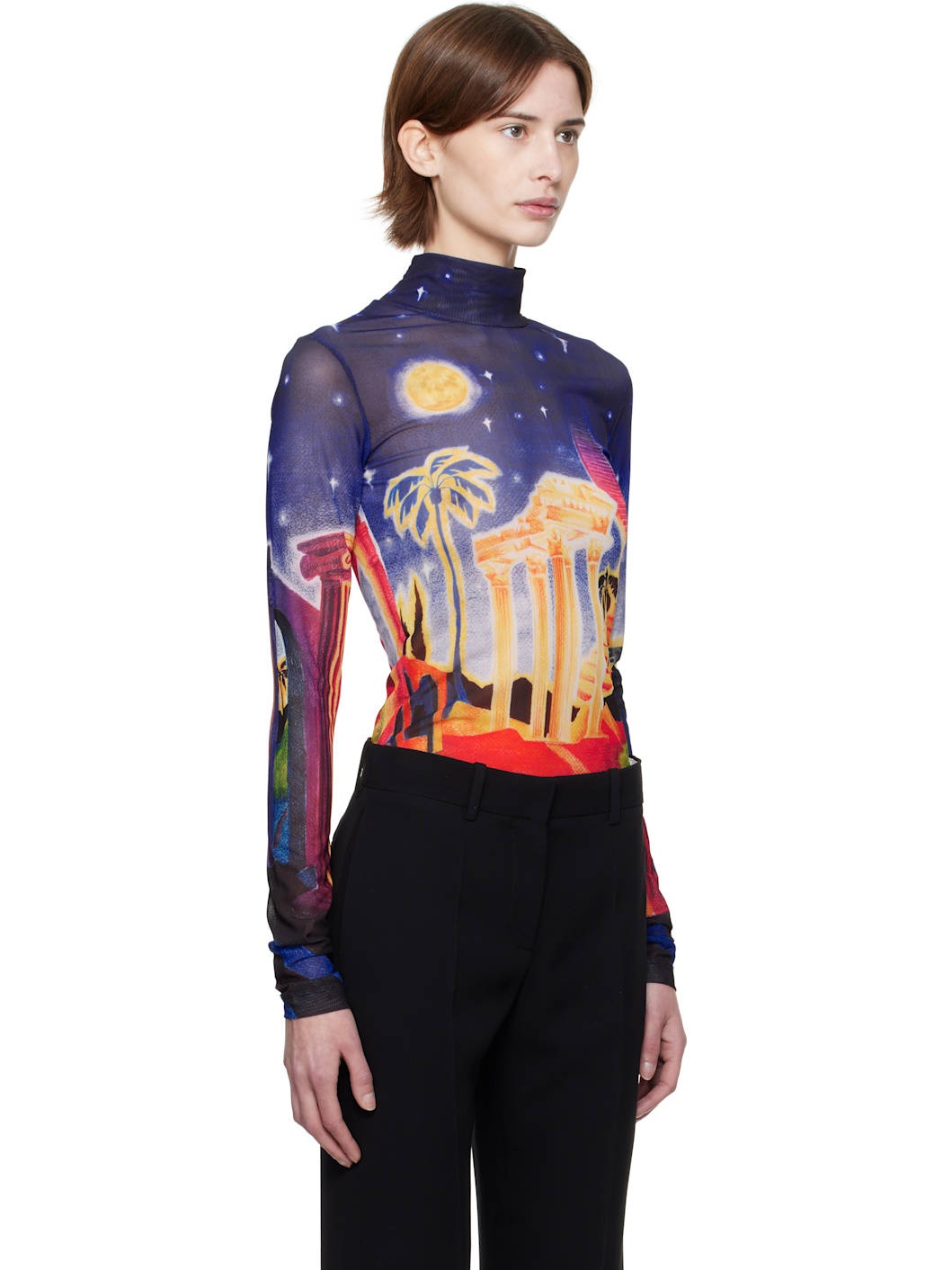 Multicolor Midnight Acropolis Mesh T-Shirt - 2
