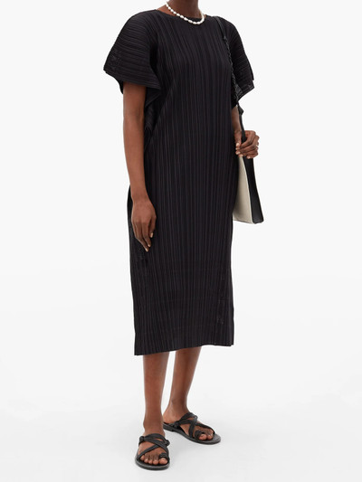 Pleats Please Issey Miyake Wide-sleeve technical-pleated pointelle dress outlook