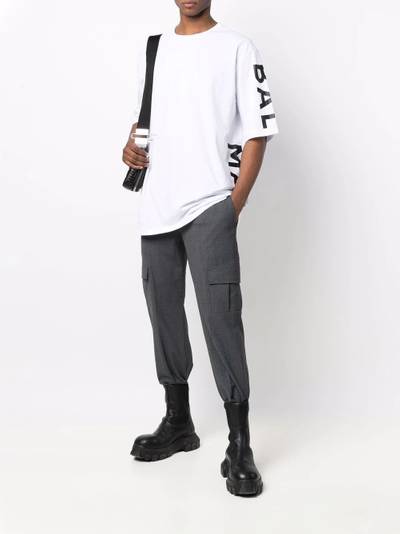 Balmain side logo-print oversize T-shirt outlook