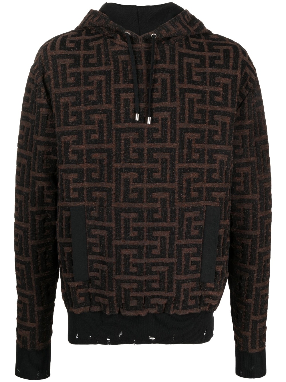 monogram-jacquard cotton hoodie - 1