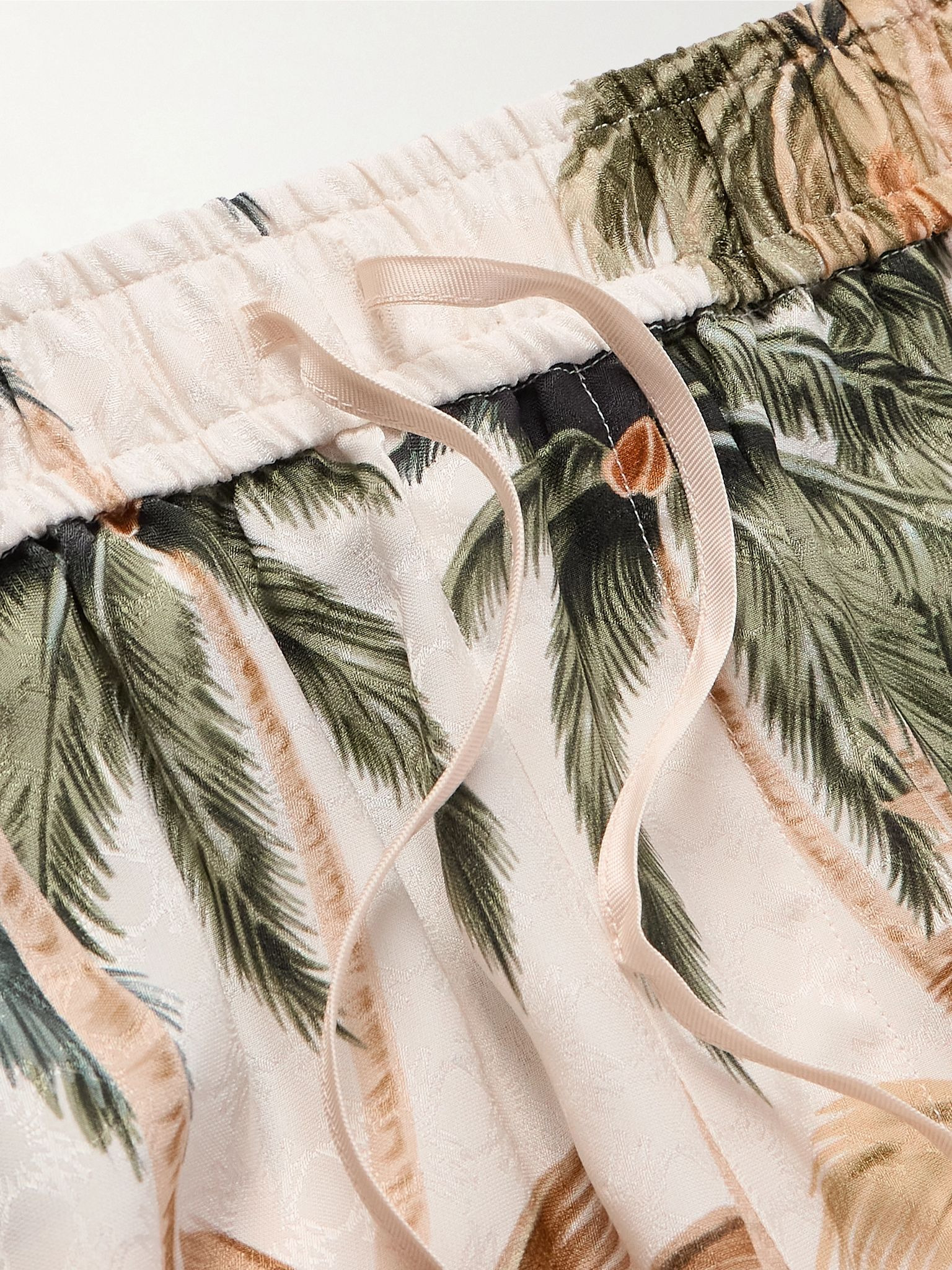 Paradise Straight-Leg Printed Satin Drawstring Shorts Green - 5