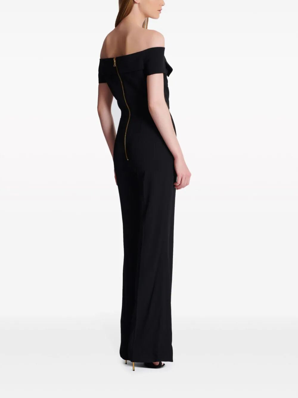 Balmain Women Off-Shoulders Flare Crepe Jumpsuit - 3