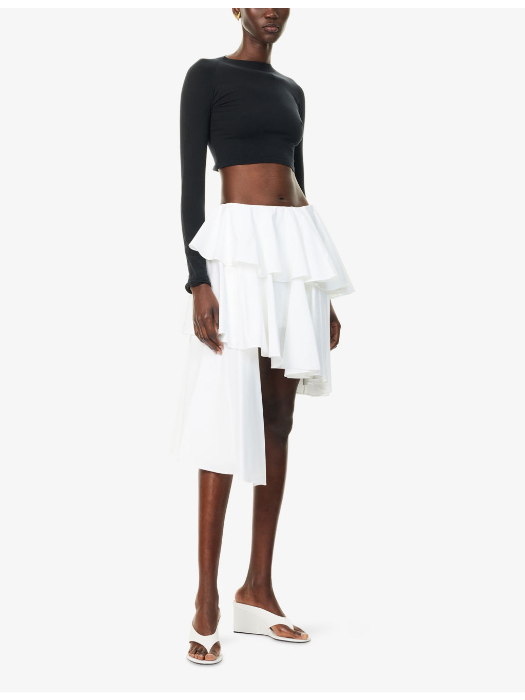 Spiral Ruffled Cotton-Poplin Midi Skirt - 2