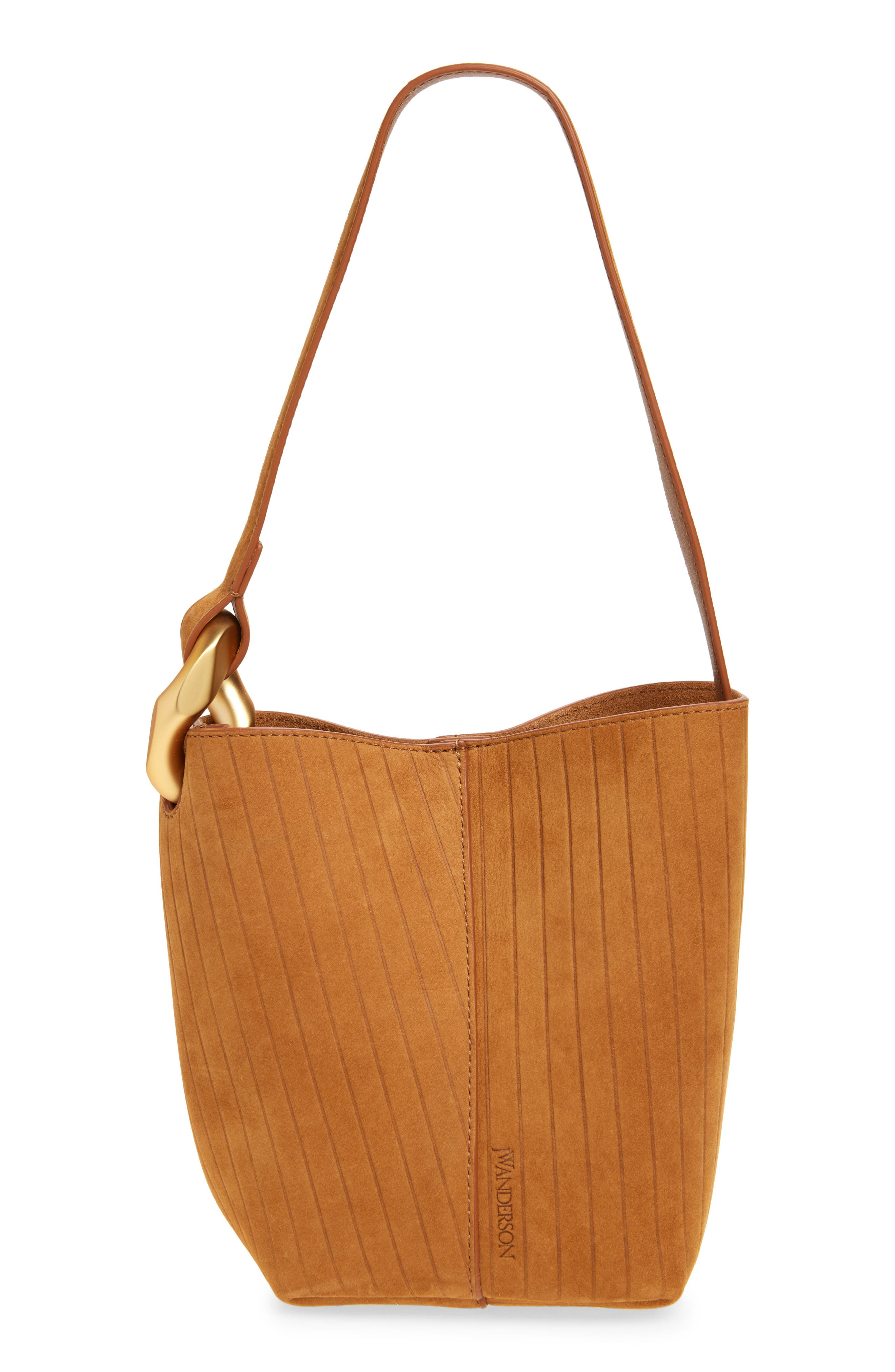 JW Anderson Small Corner Stripe Deerskin Tote in Caramel 604 at Nordstrom - 2