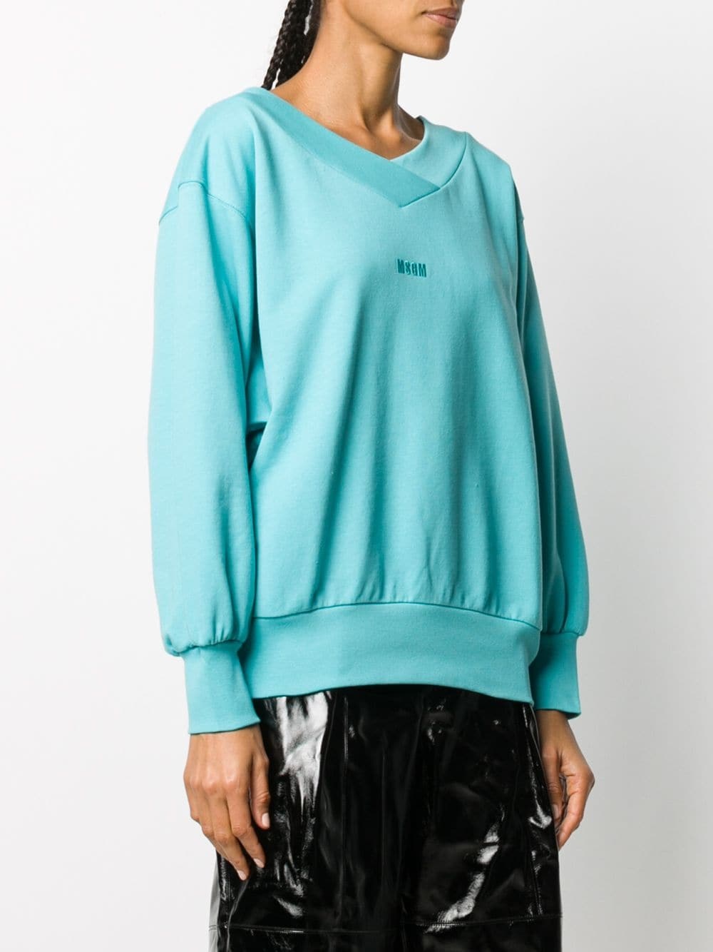 embroidered logo V-neck sweatshirt - 3