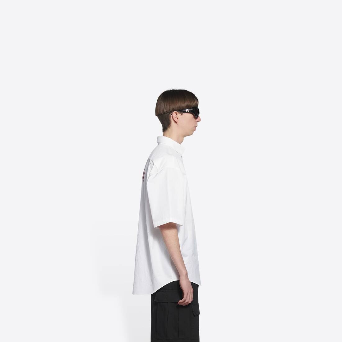 Men's College Large Fit Short Sleeve Shirt  in White - 2