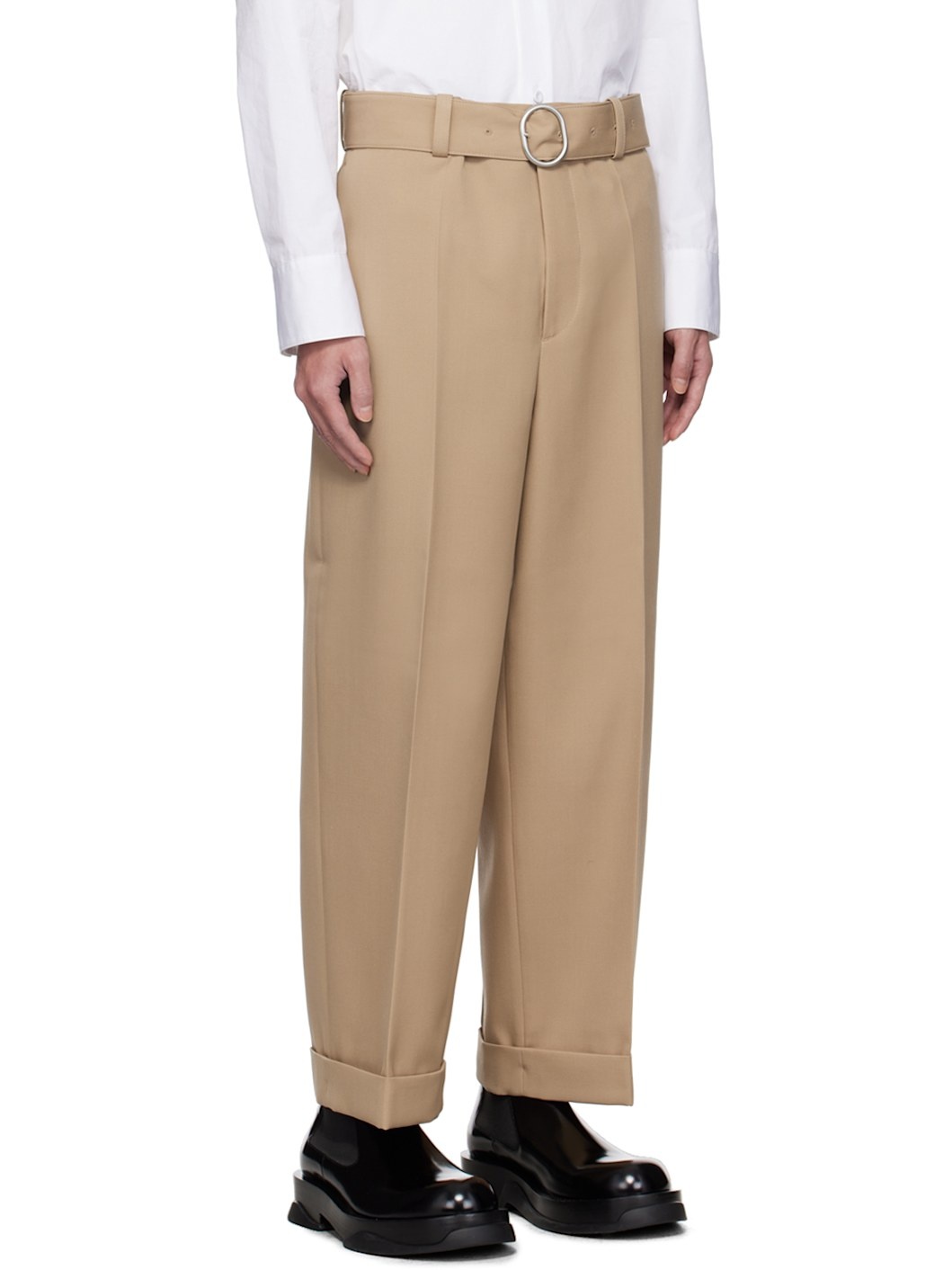 Beige Belted Trousers - 2