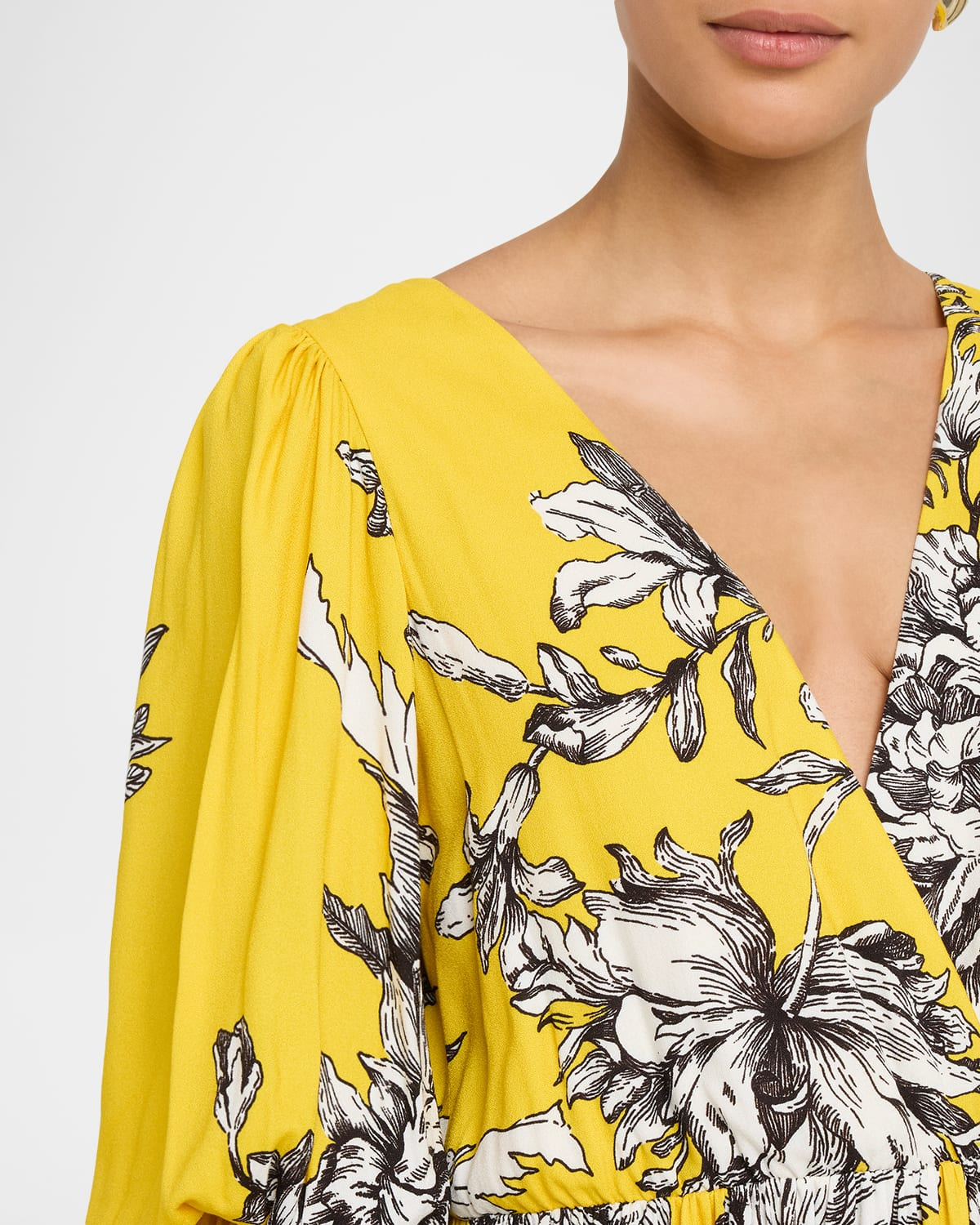 Clarissa Blooming Wild Golden Hour Tie-Sleeve Mini Dress - 5