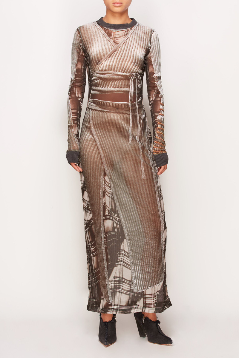 Trompe L'Oeil Wrap Knit Maxi Dress 1