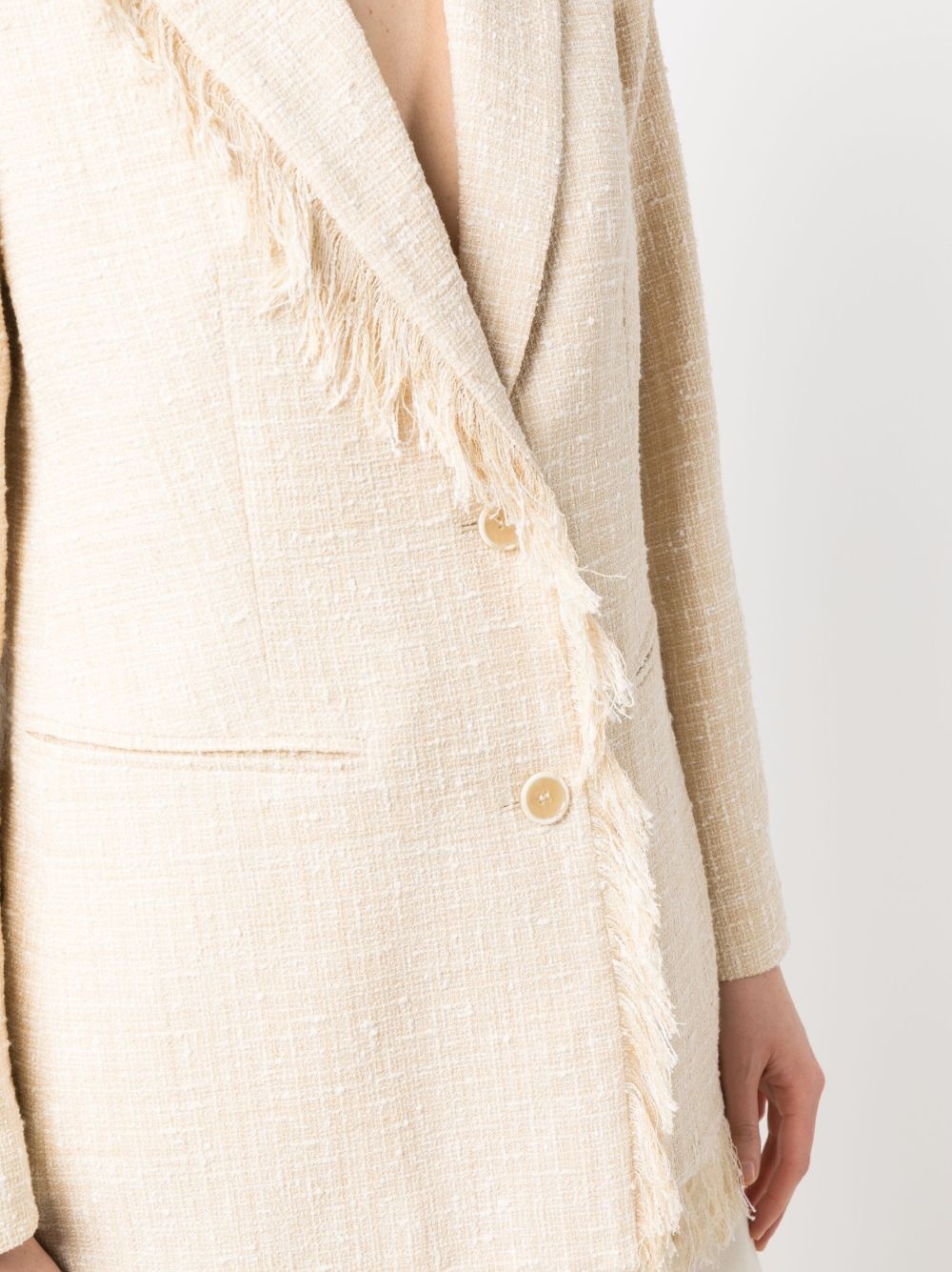 fringed-edge single-breasted blazer - 5