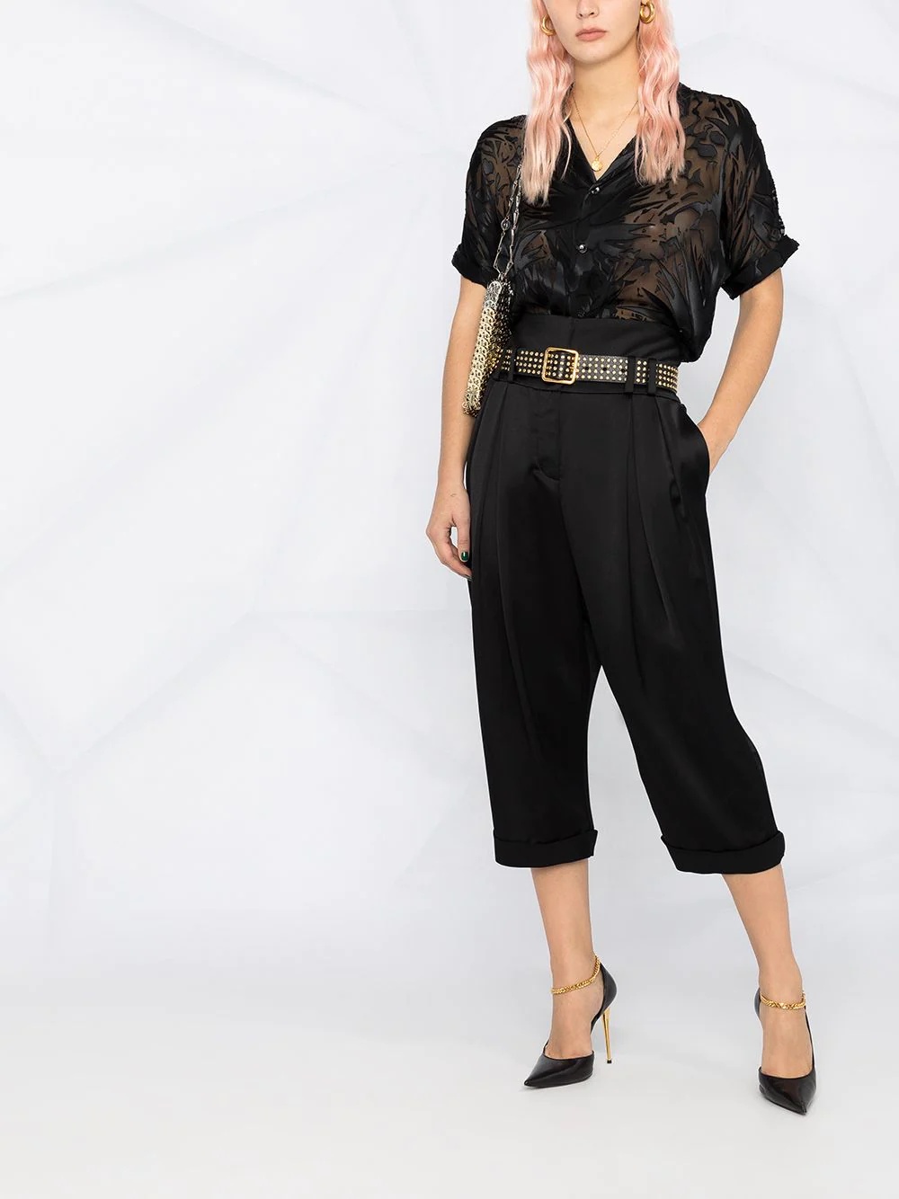 cropped satin trousers - 2