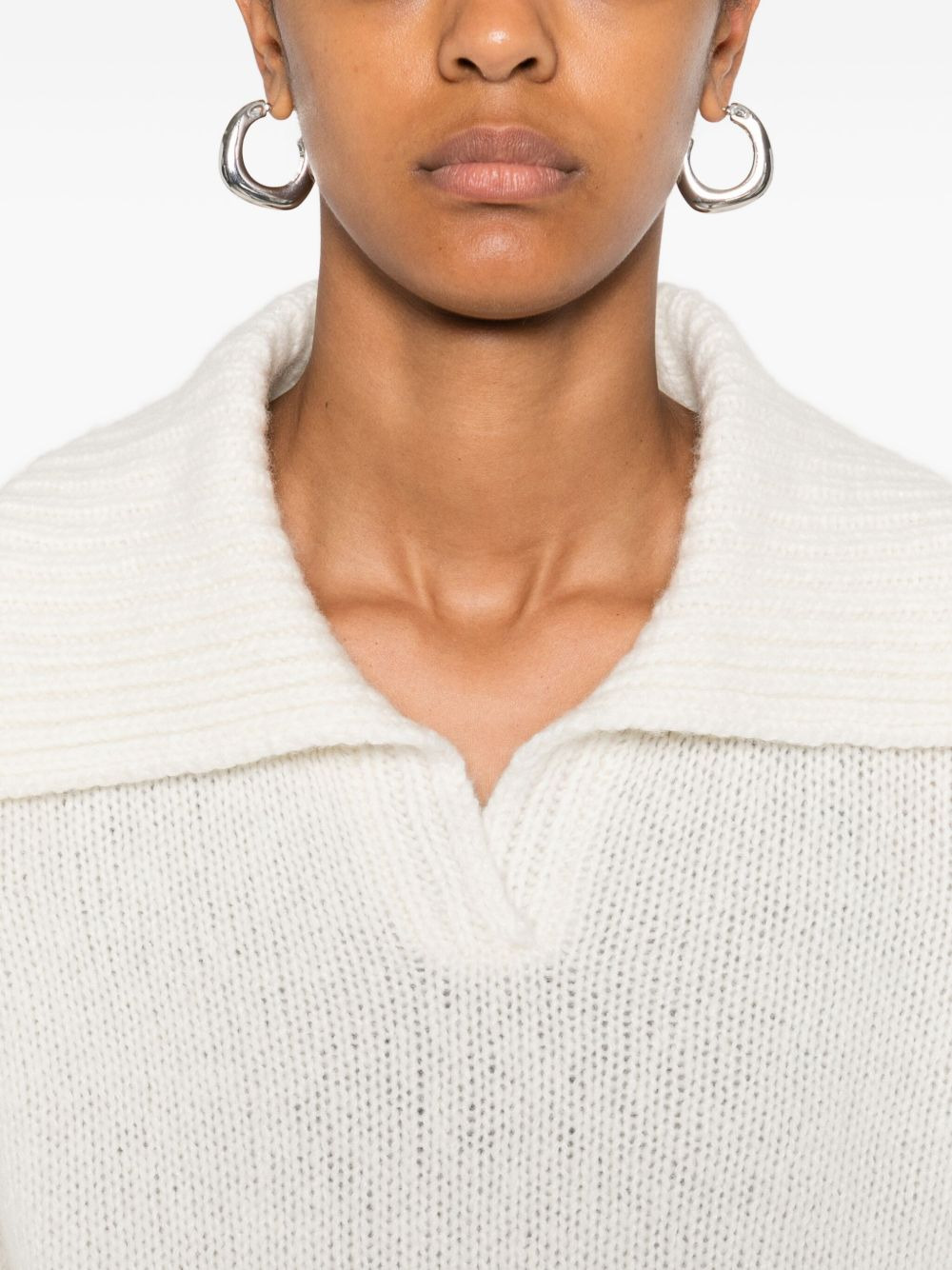 wide-collar V-neck jumper - 5
