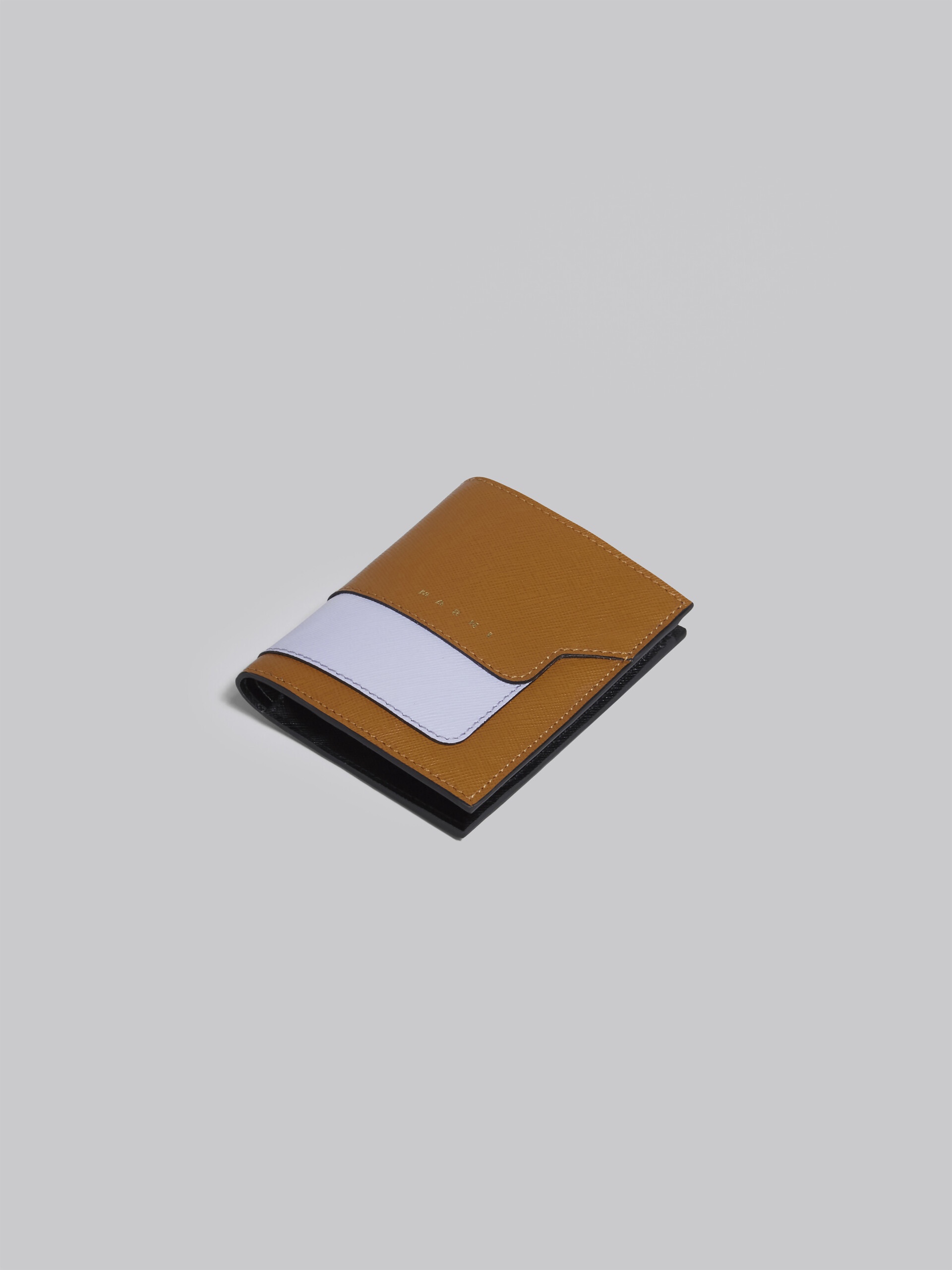 BROWN LILAC AND BLACK SAFFIANO LEATHER BI-FOLD WALLET - 5