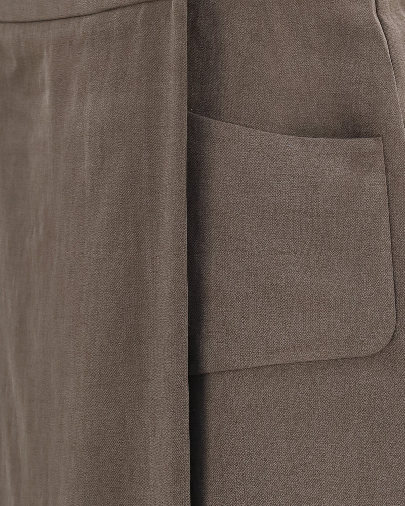 Silk and wool wrap Long Skirt with patch pocket 3