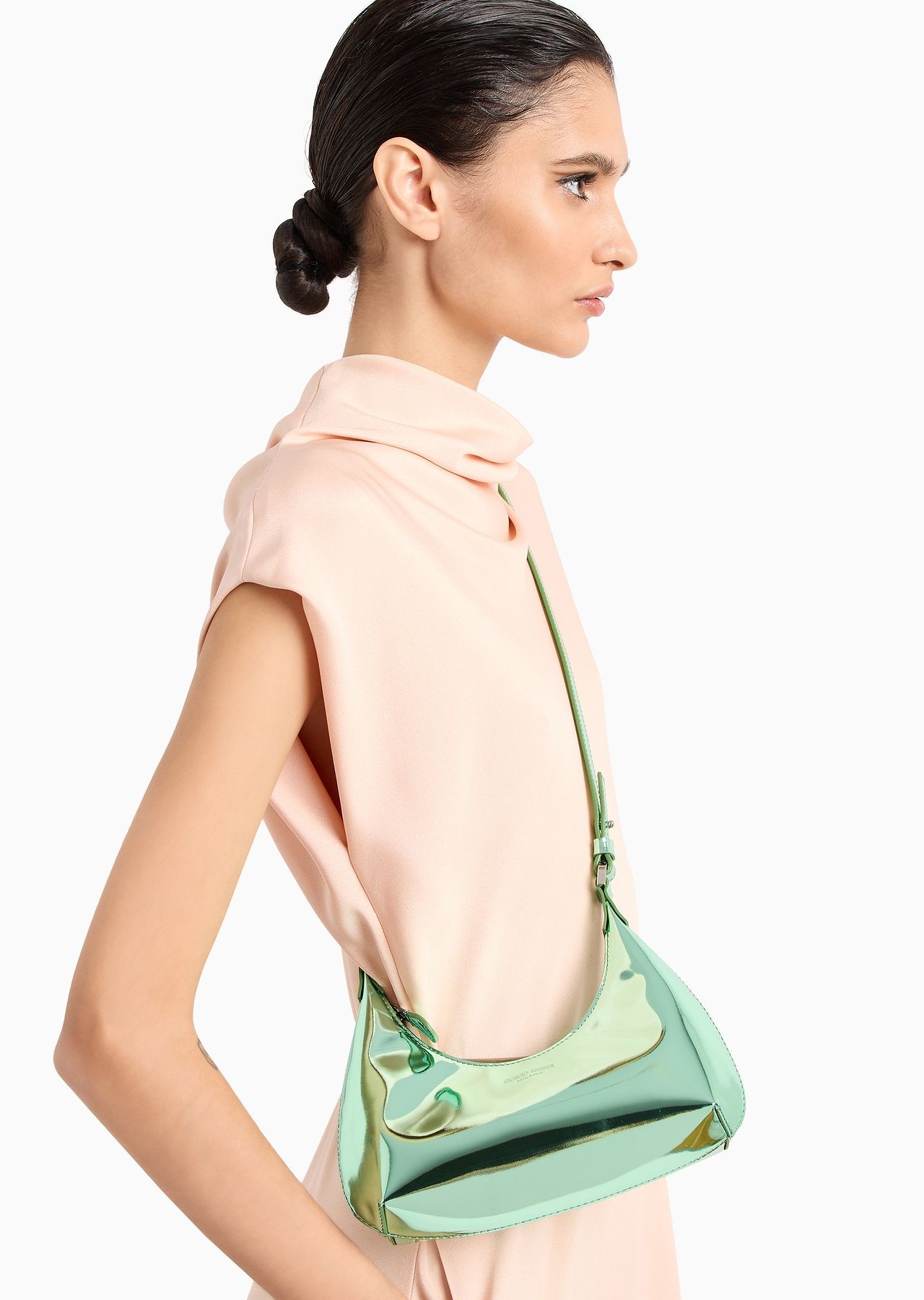 Lamé-leather la Prima mini hobo bag - 7