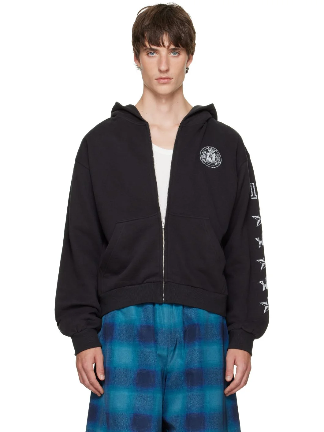 Black Collage Graphic Zip-Up Hoodie - 1