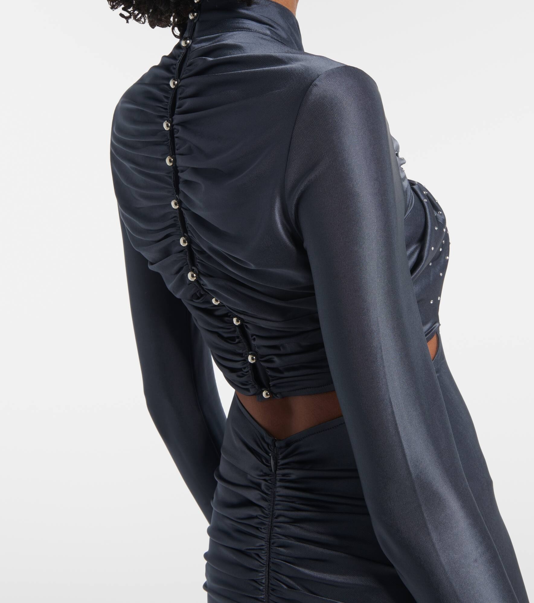 Embellished gathered jersey gown - 6