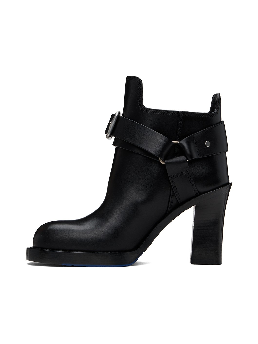 Black Leather Stirrup Low Boots - 3