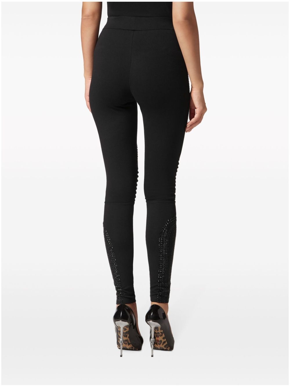 crystal-embellished panelled leggings - 4