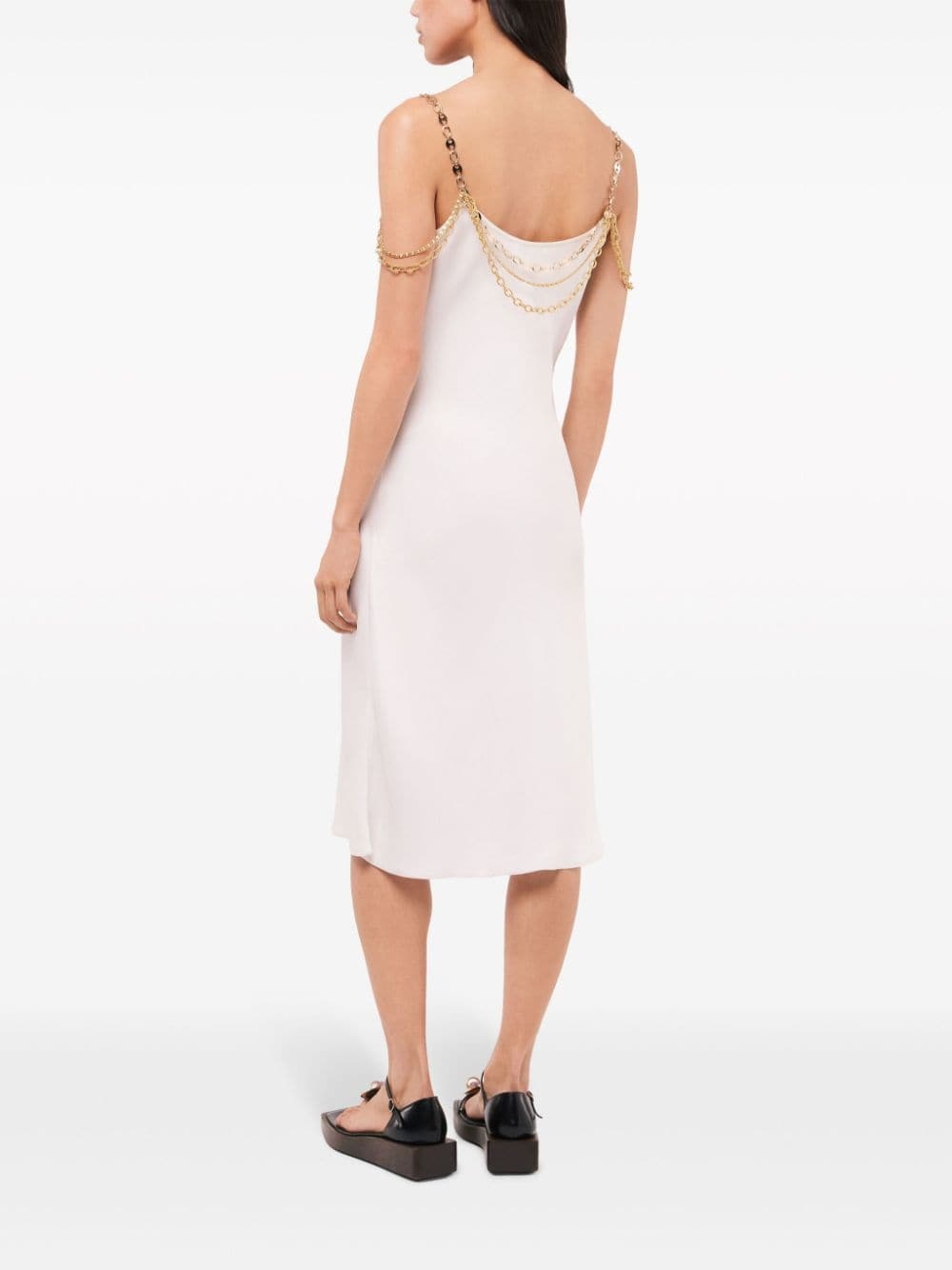 chain-straps silk midi dress - 4