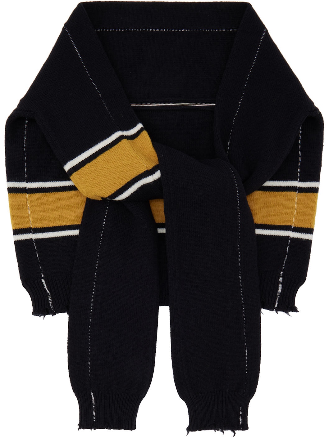 Black Knit Sweater Scarf - 1