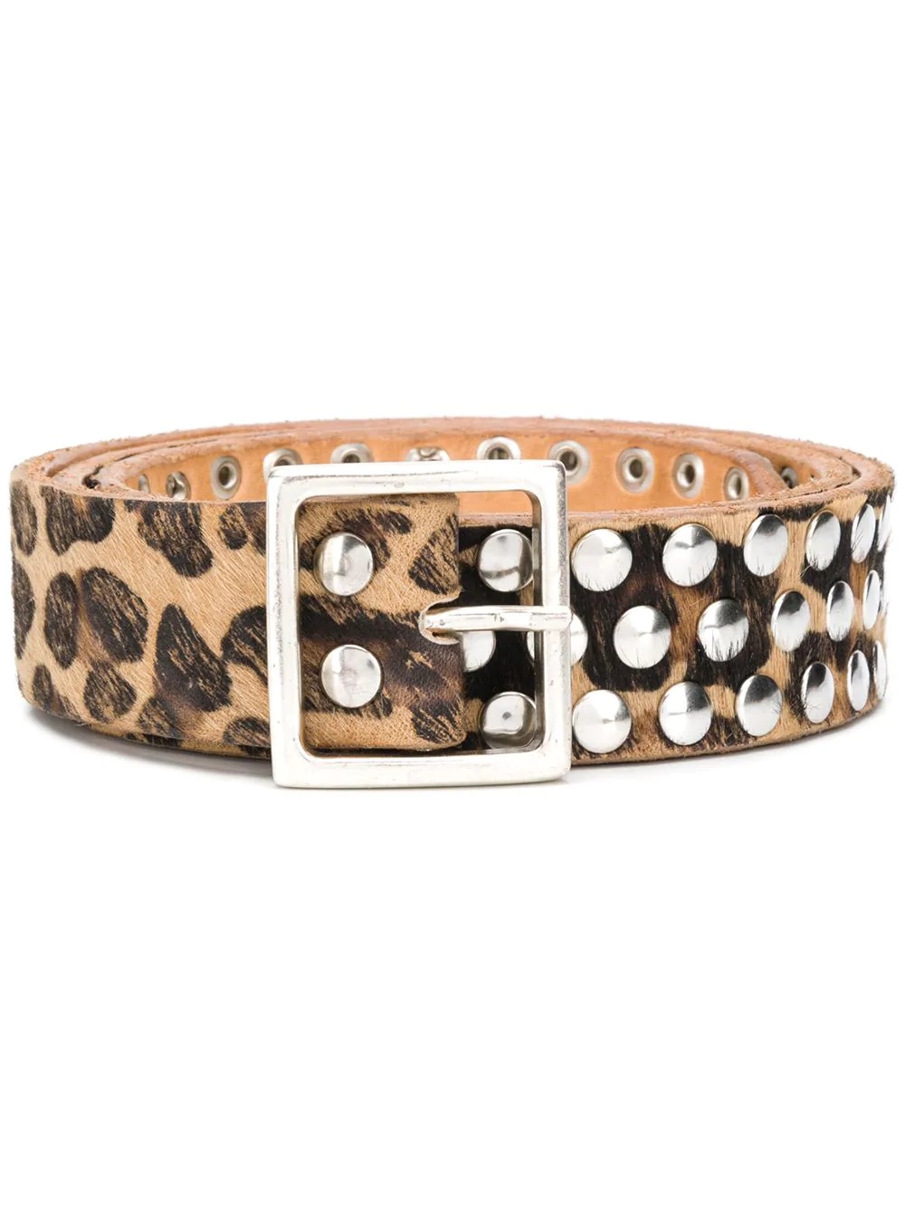 studded leopard print belt - 1