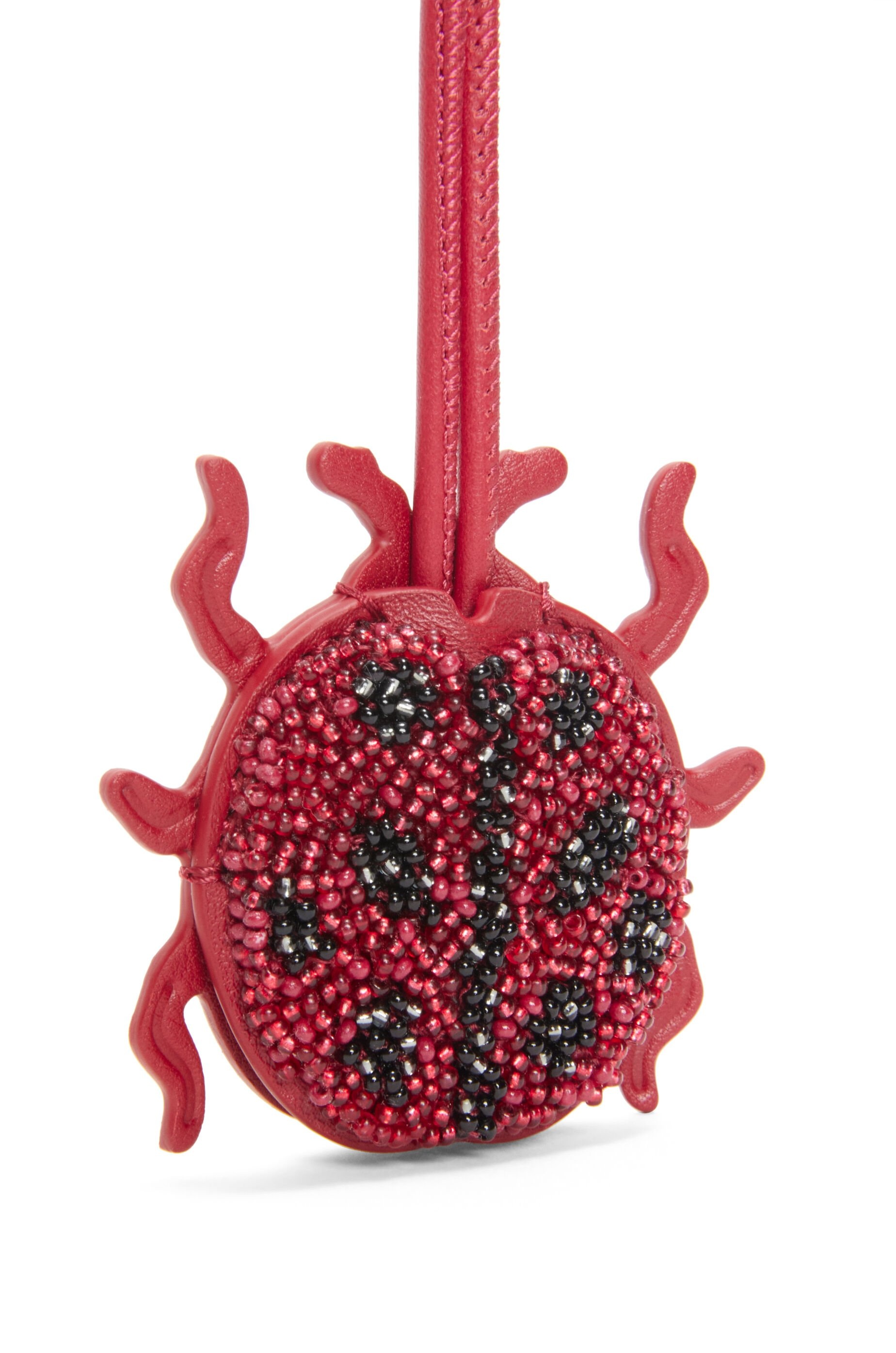 Ladybug keyfob charm in beaded leather - 2