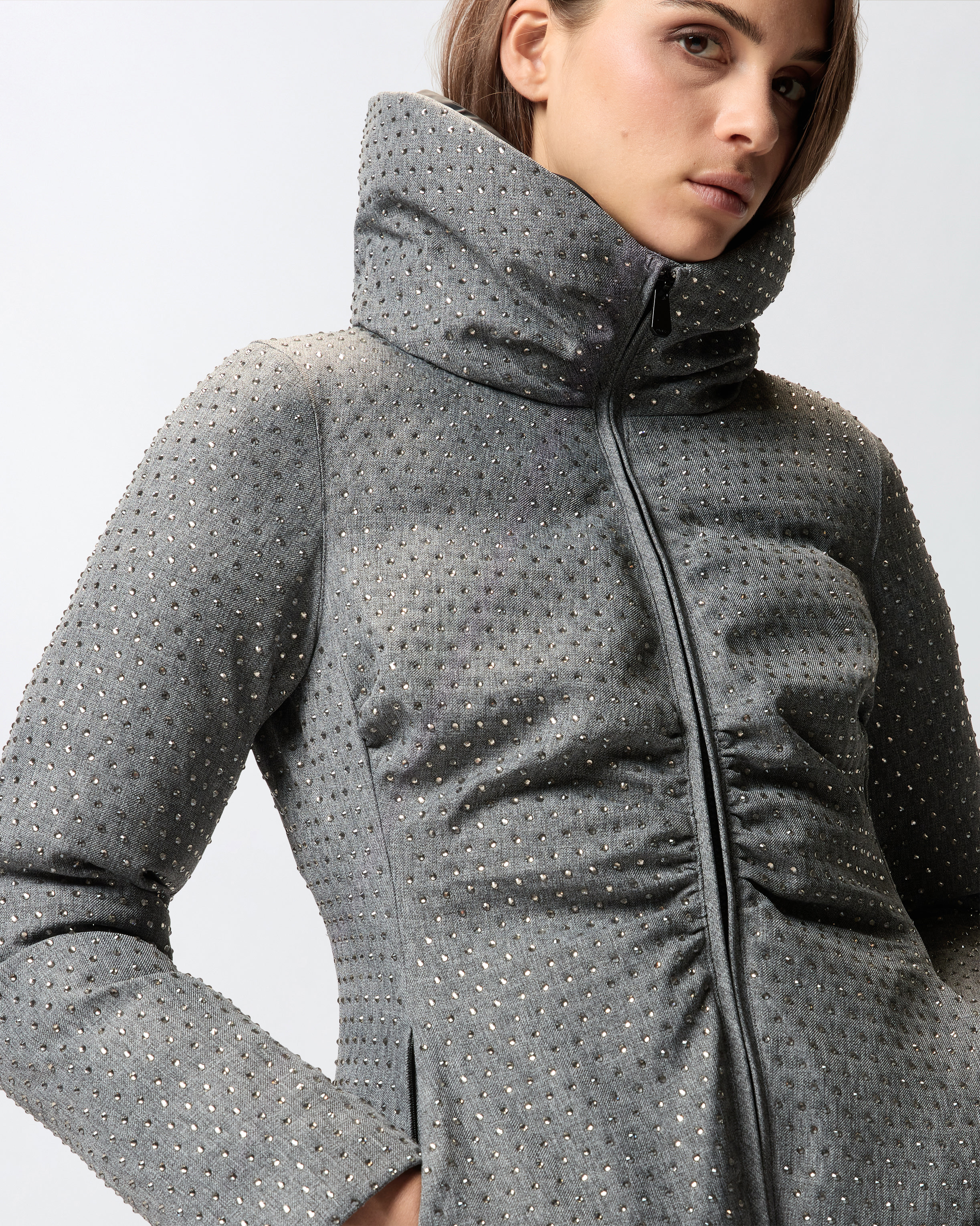 FULLY RHINESTONED SHORT DOWN JACKET - 5