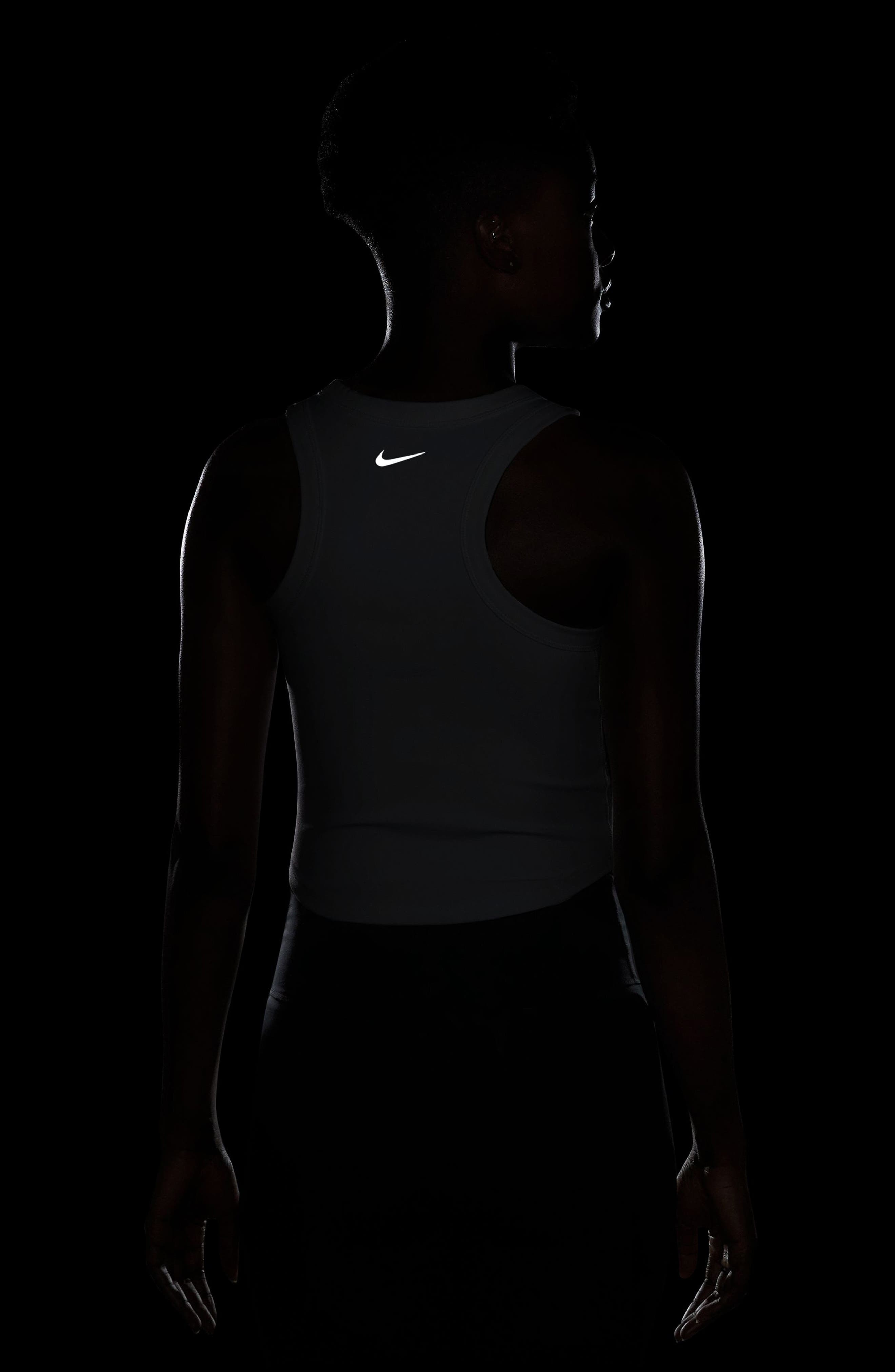 Nike One Fitted Dri-FIT Cropped Tank Top in White/Black at Nordstrom - 4