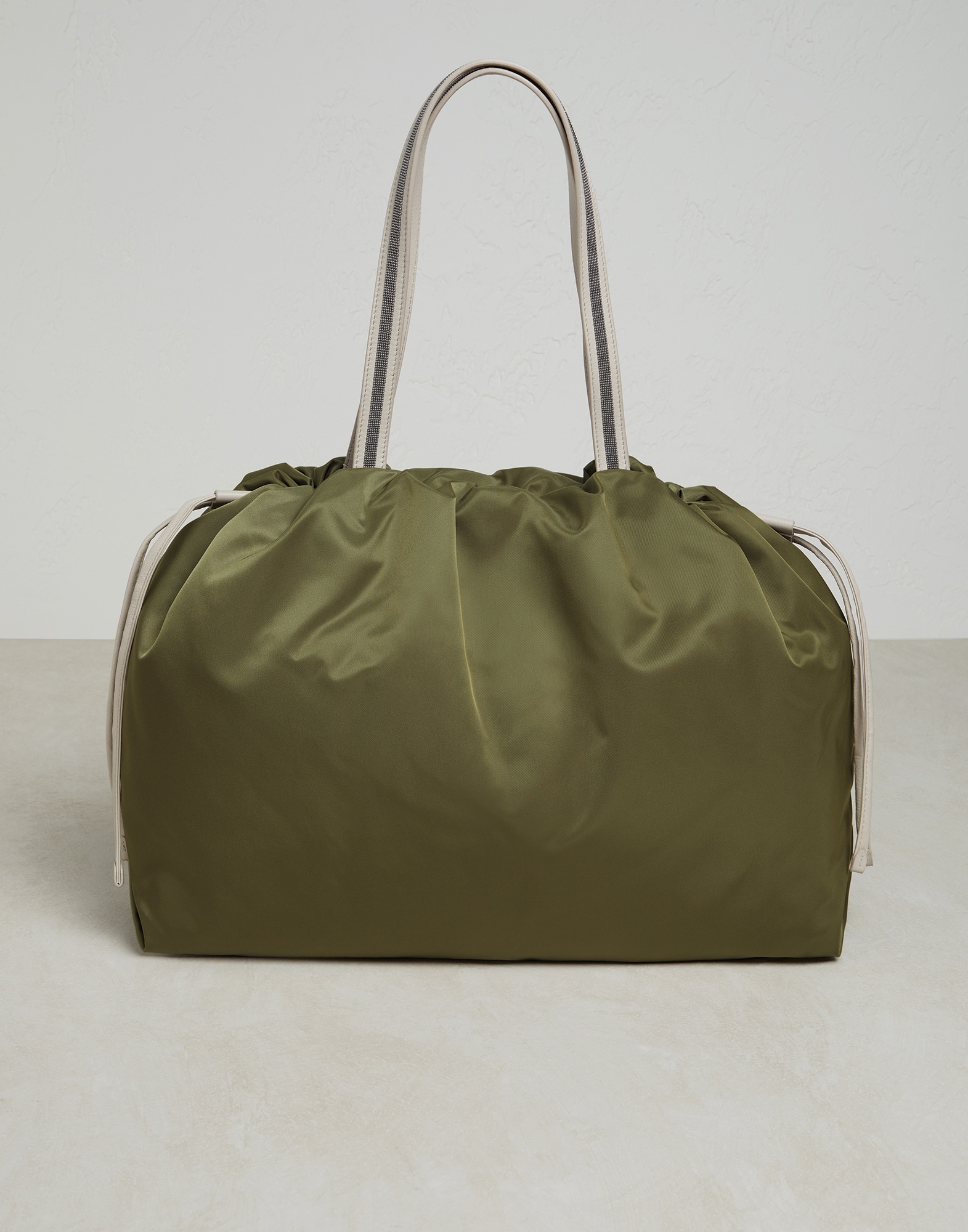 Nylon shopper bag with shiny handles - 1