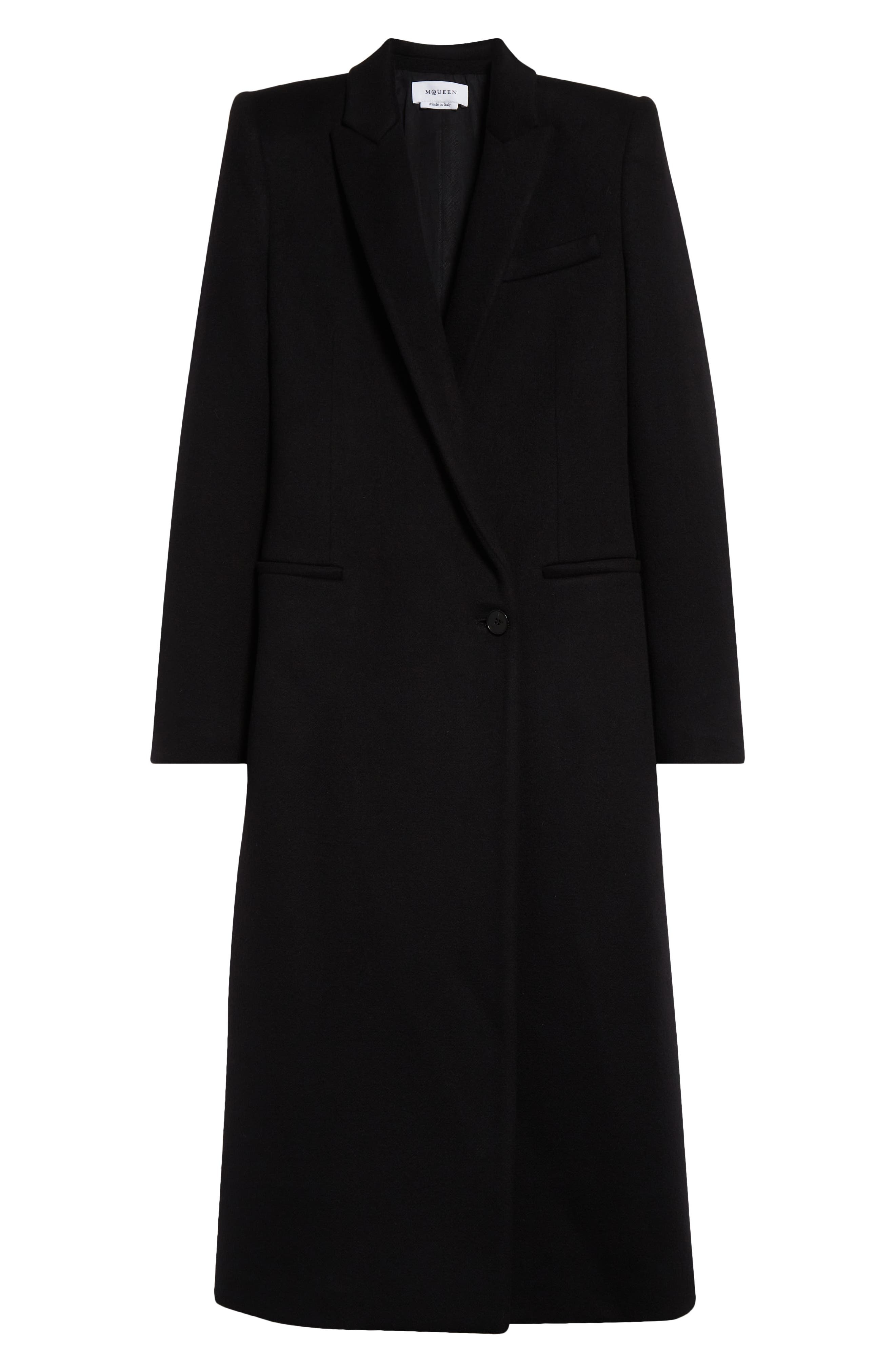 Alexander McQueen Stacked Shoulder Wool & Cashmere Long Coat in Black at Nordstrom - 6