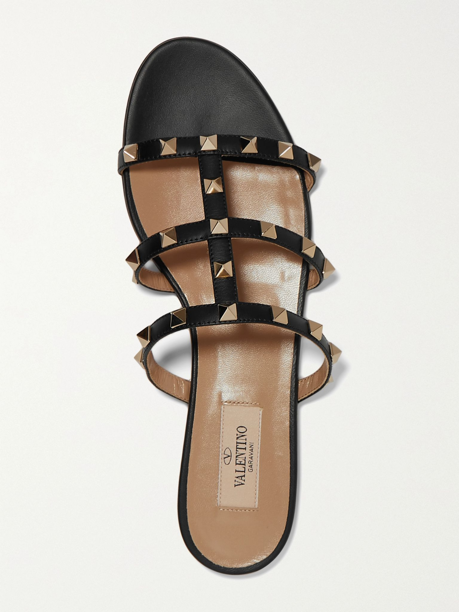 Rockstud leather sandals Black - 5